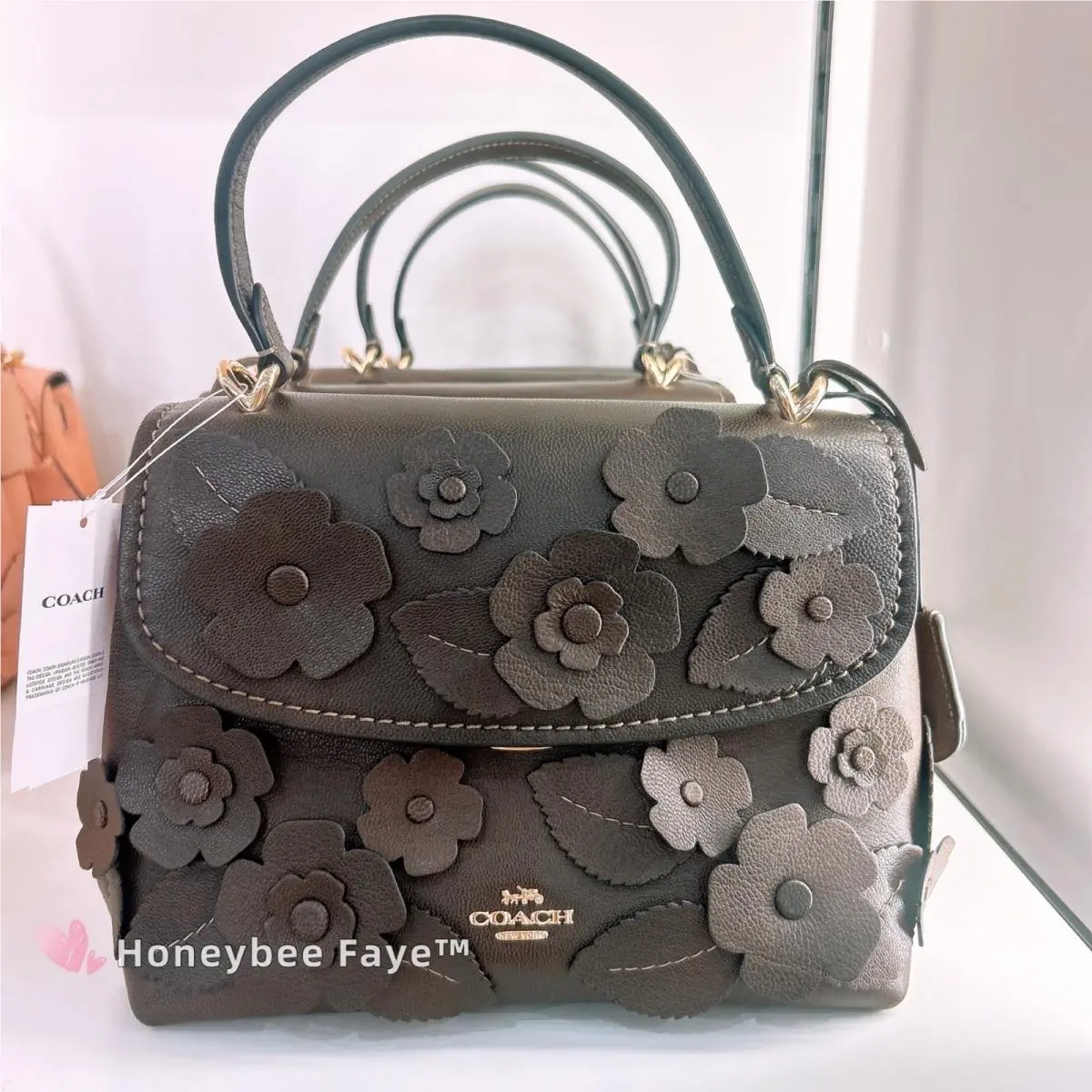 Coach Emory Top Handle Bag with Floral Applique CDY44