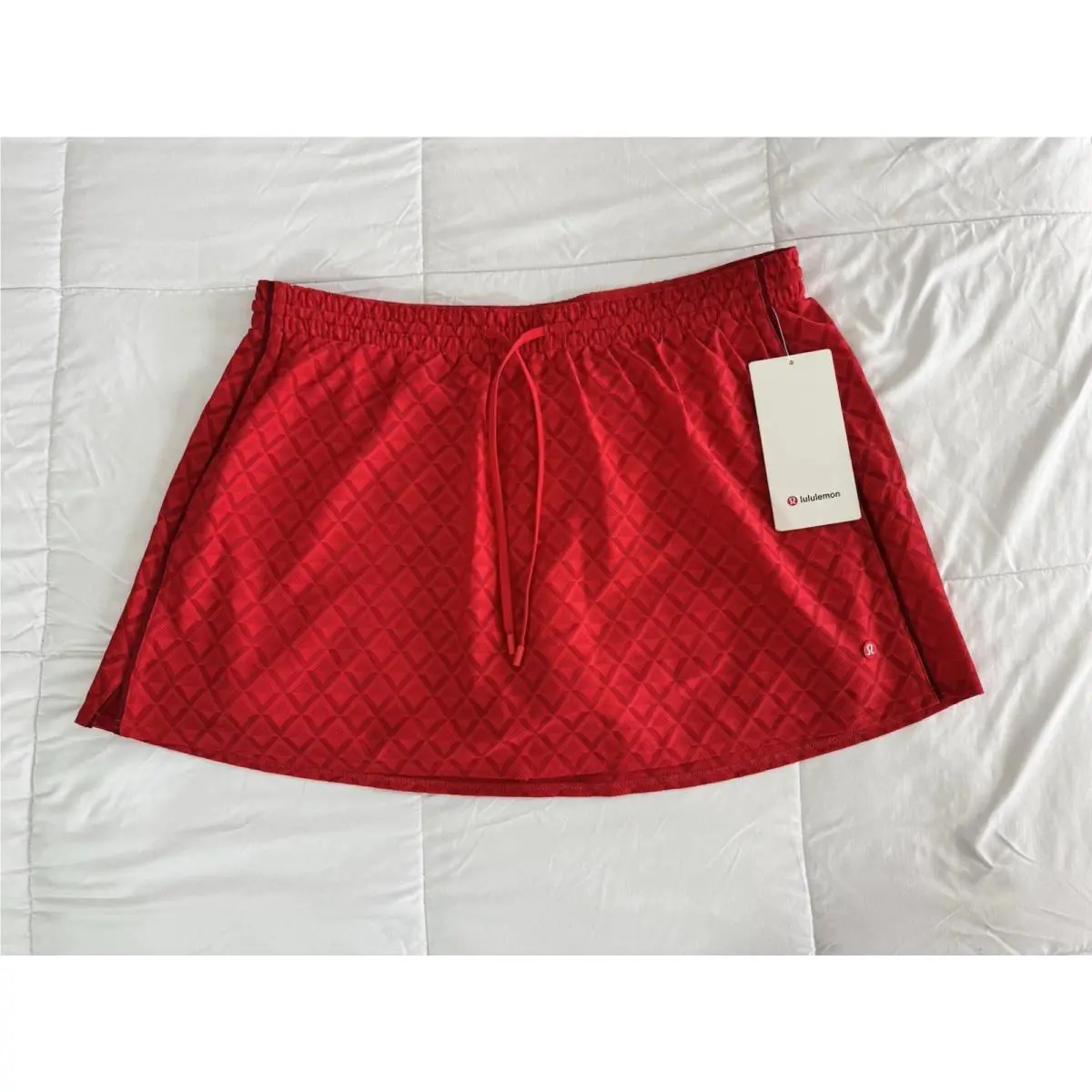 Lululemon Textured Mesh High-rise Tennis Skirt Red Size XL Skort Golf Rare