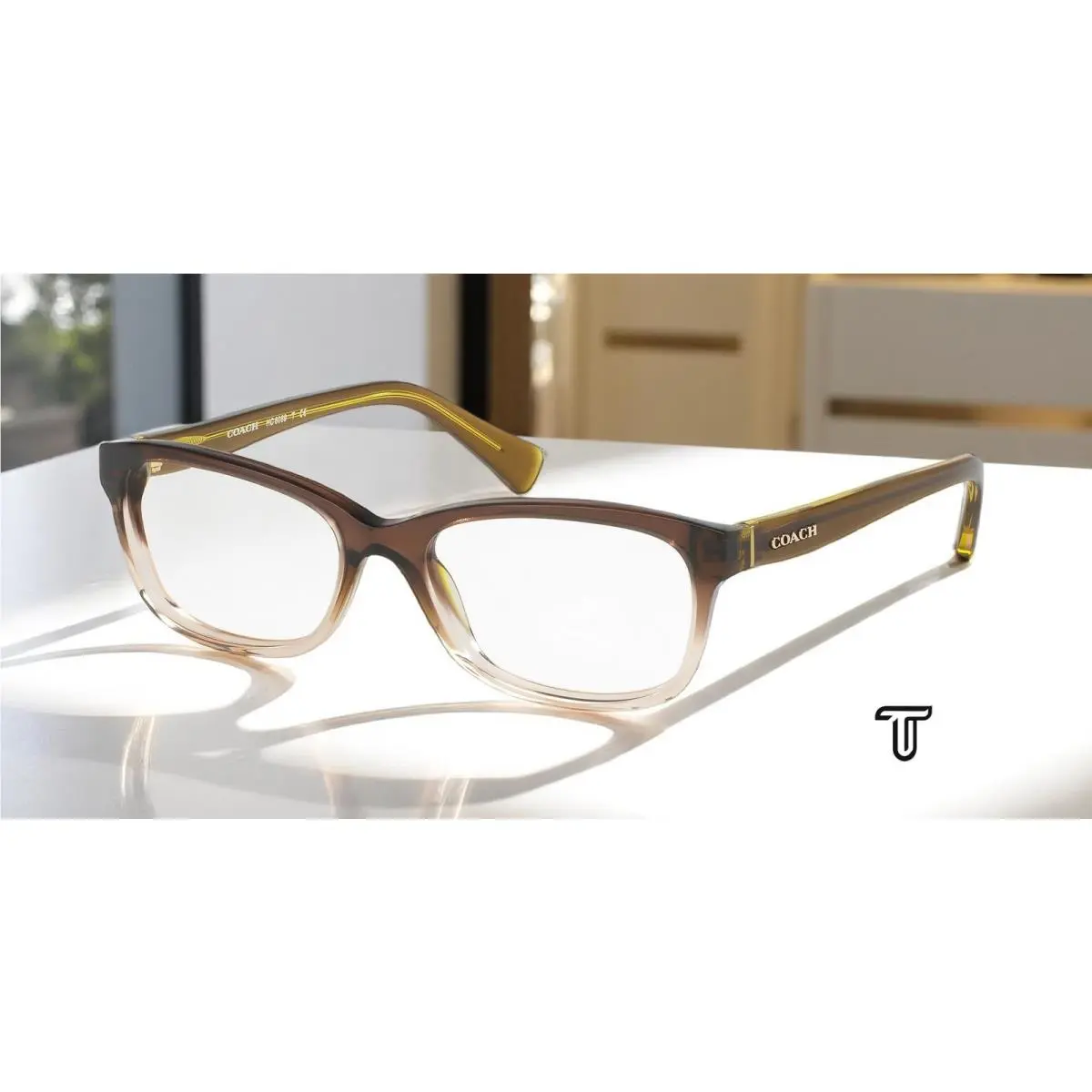 Coach HC6089 5400 Oiive Brown Gradient Oiive Demo Lens 51 mm Women`s Eyeglasses