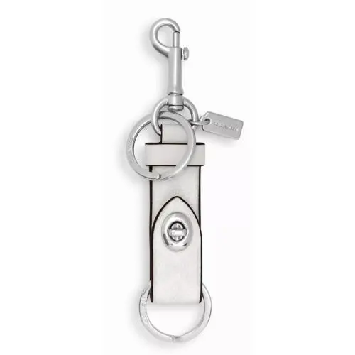 Coach Trigger Snap Bag Charm - CY235 White Chalk Signature Canvas/leather