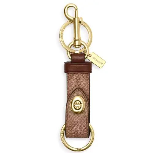 Trigger Snap Bag Charm - CY235 Tan Brown Signature Canvas/leather by Coach