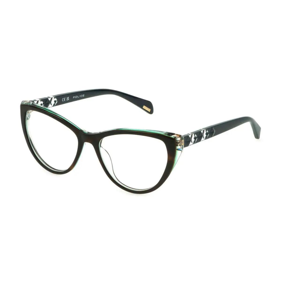 Police VPLL31 Eyeglasses Eye Glasses 07NV Havana Green 53mm Unisex
