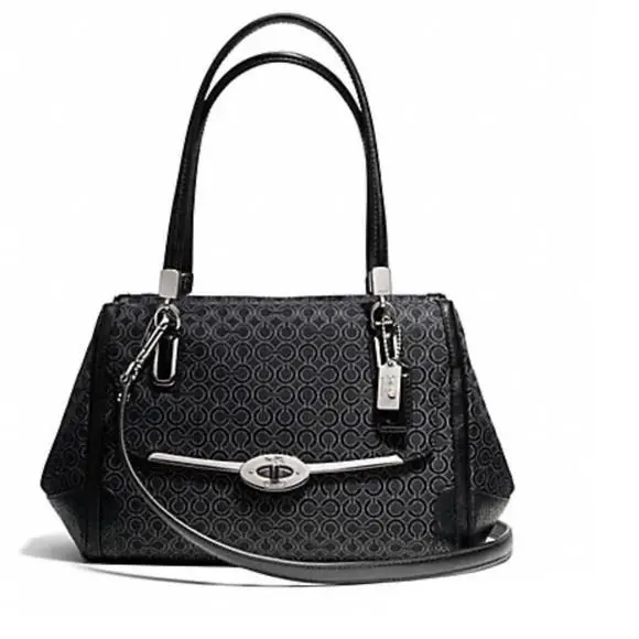 Coach Madison Op Art Madeline E-w Satchel Leather Jacquard F27848 Handbag
