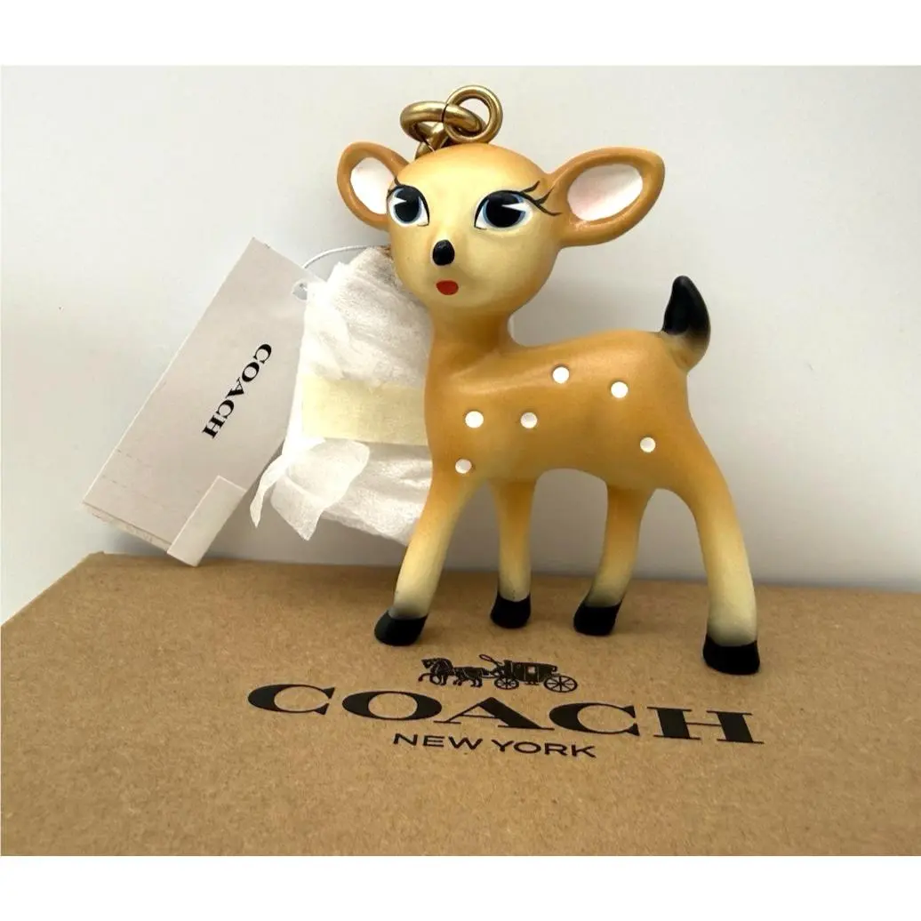 Coach Small 3D Deer Bag Charm Key Ring Keyfob Dog-leash Clip