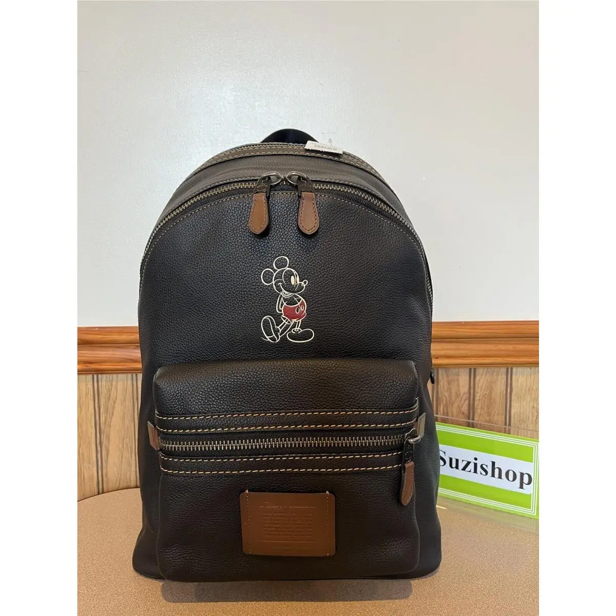 Disney X Coach Academy Black Backpack Mickey Mouse Leather 78564
