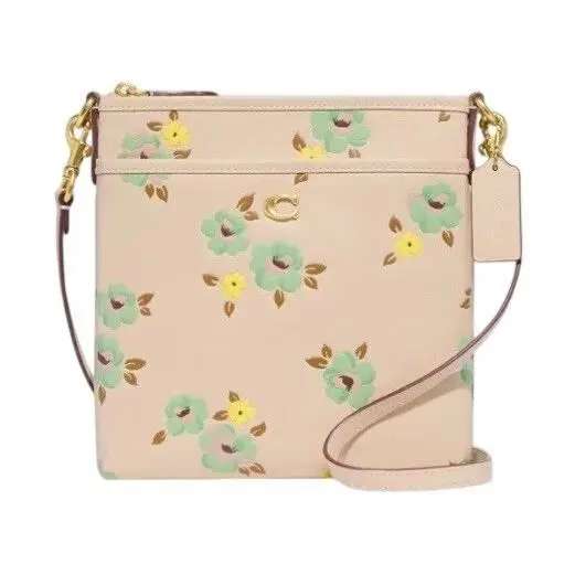 Coach Kitt Messenger Crossbody Bag Pastel Floral Ivory Multi Leather CI183