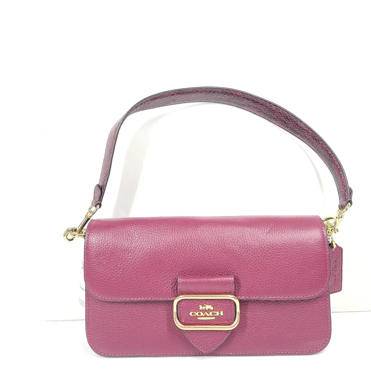 Coach Morgan Shoulder Crossbody Bag CE561 Snake-embossed Pebble Leather Burgundy