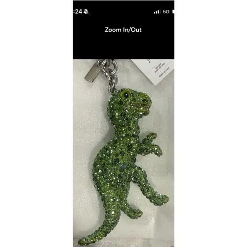 Coach Large Crystal Rexy Green Bag Charm Nickel CCD22 Rare