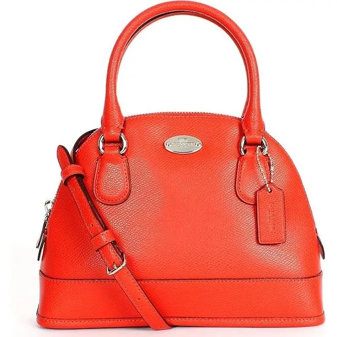 Coach Crossgrain Orange Leather Mini Cora Domed Sierra Satchel Bag F34090