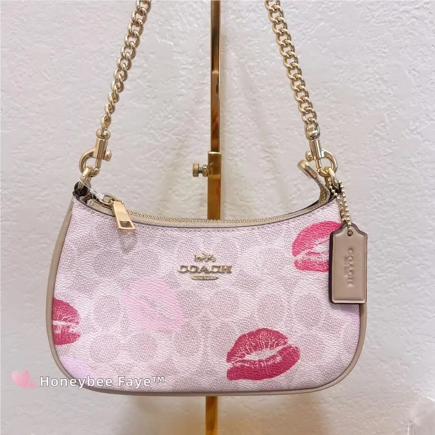 Coach Teri Mini Crossbody Bag with Lips Print CZ943 Sand Multi Color