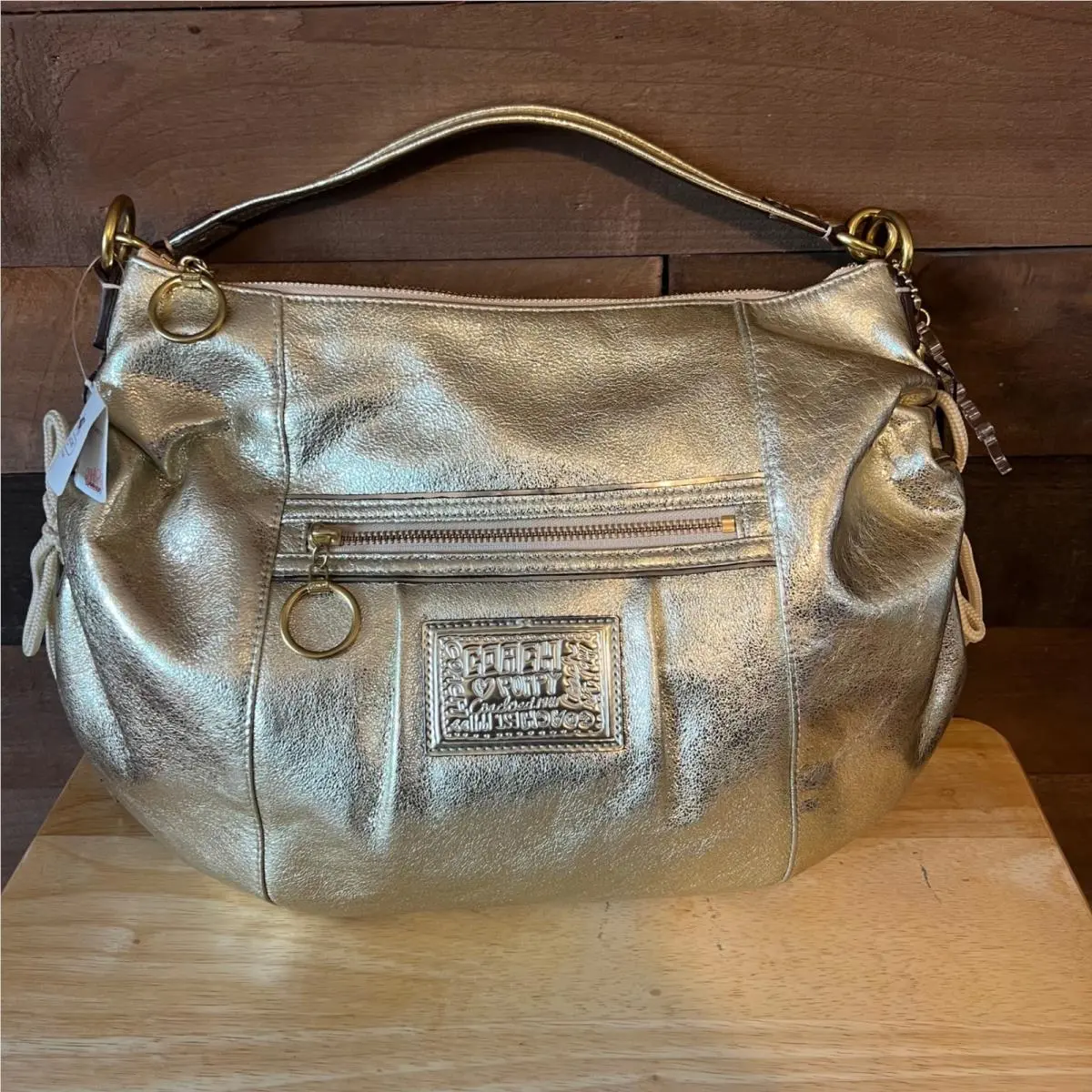 Coach Poppy Jazzy Hobo Crossbody Bag Metallic Gold Leather 20384E Rare Y2K