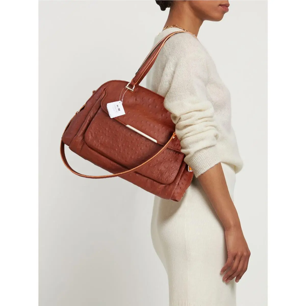 Coach Madison 30113 Ostrich Embossed Leather Satchel Shoulder Bag