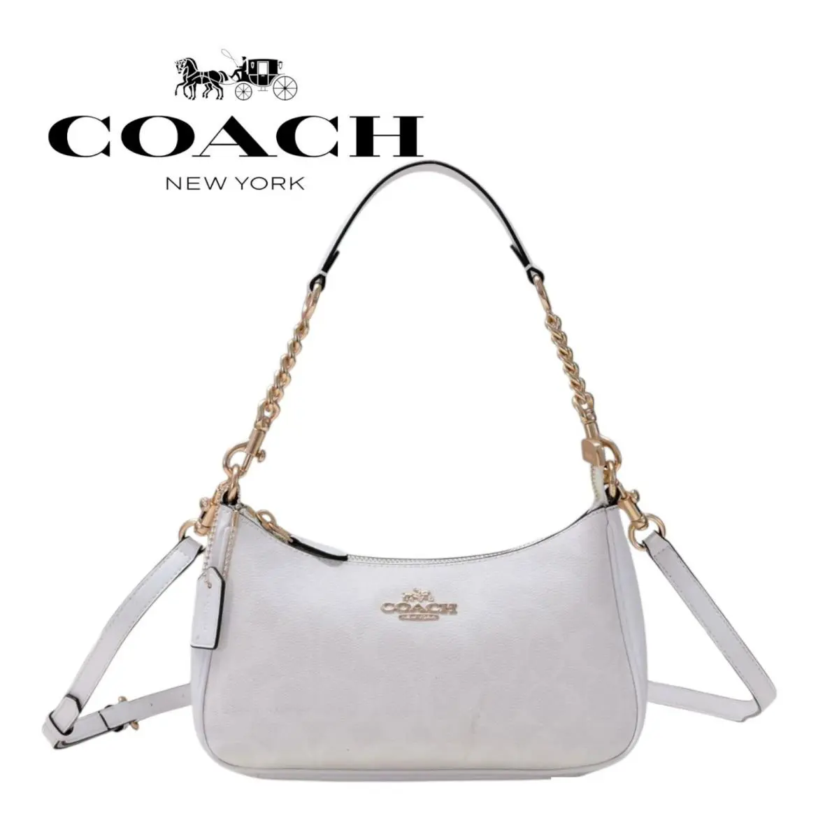 Coach Teri 2Way CA548 Shoulder Bag Signature Coated Canvas White Outlet