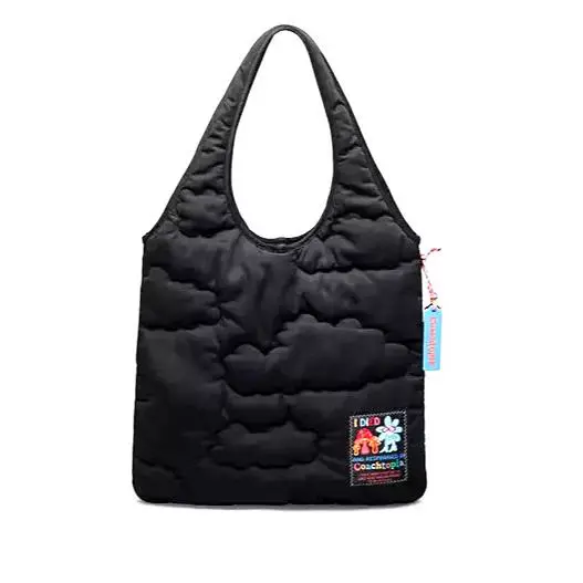 Coach Coachtopia Loop Flat Large Tote with Cloud Quilting Black CO668