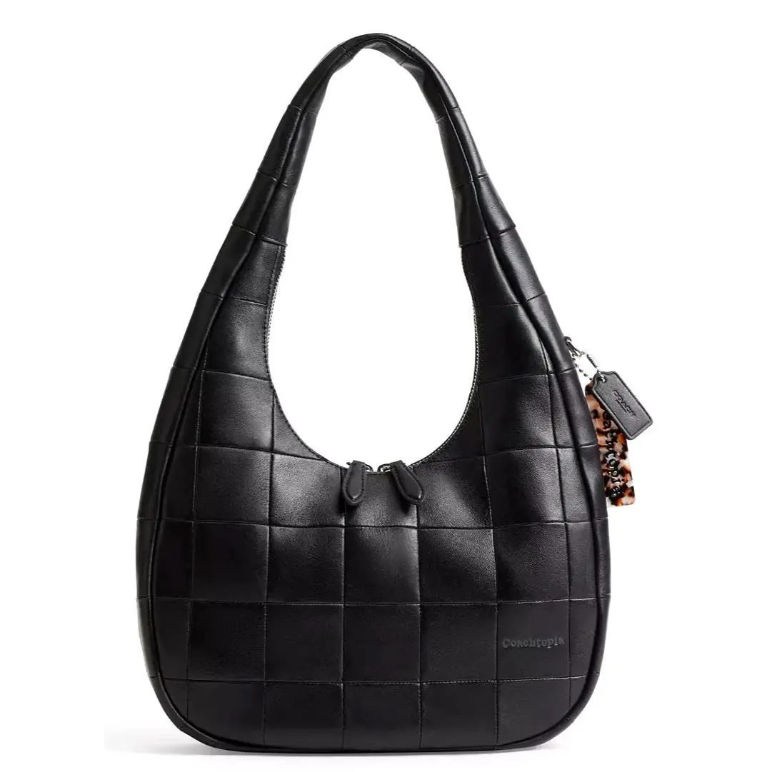 Alter Ego Crescent Shoulder Bag CCM62 In Black Upcrafted Leather by Coach