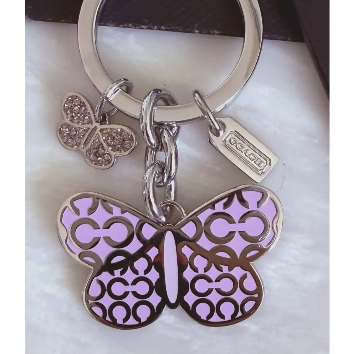 Coach Lavender OP Art Butterfly Key Fob 92499