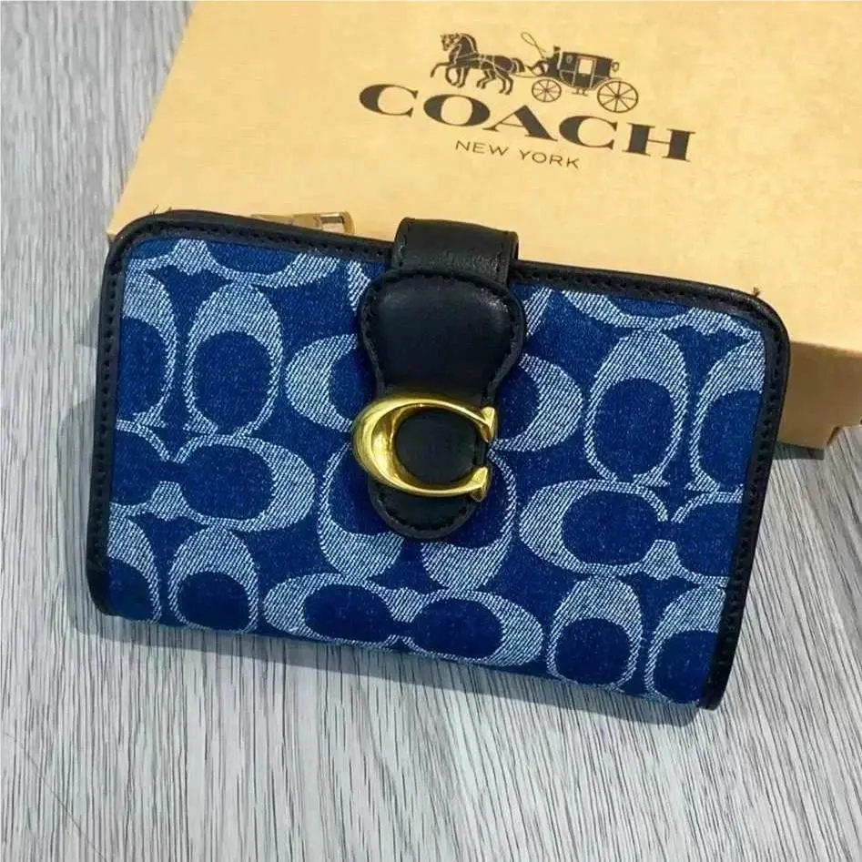 Coach Tabby Medium Wallet Signature Denim CA196 Outlet Ships From US