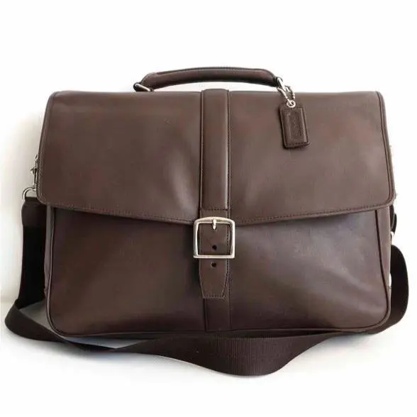 Coach Lexington Brown Leather Flap Business Briefcase F71073 Travel Laptop