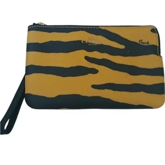 Coach C7440 Tiger Print Corner Zip Wristlet