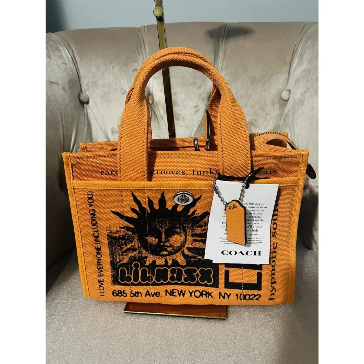 Coach X Lil Nas Drop Cargo Tote Bag Handbag Orange Purse CP959