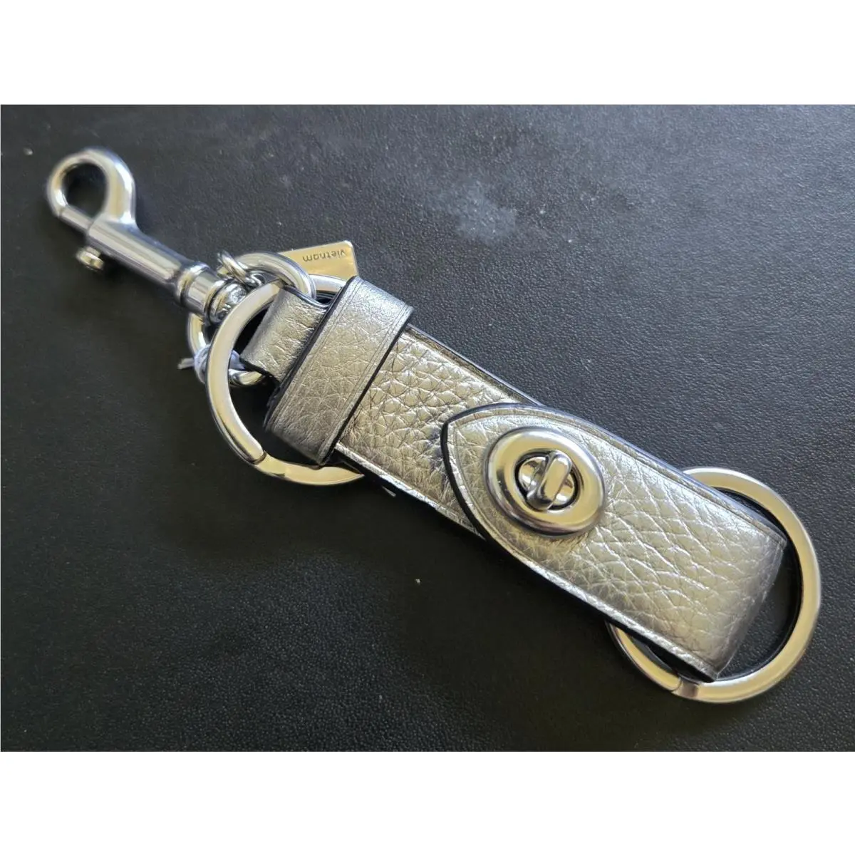 Coach Leather Silver Valet Key Ring Trigger Snap Bag Charm CP616