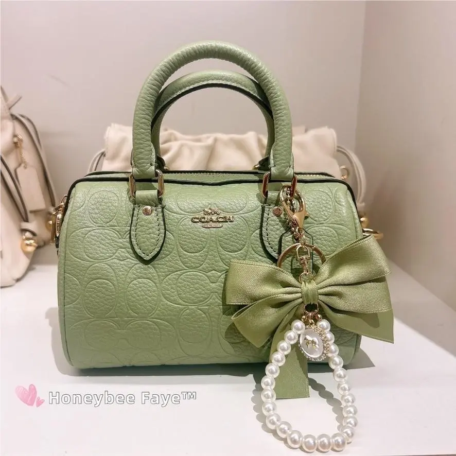 Coach Mini Rowan Crossbody Bag In Signature Leather CEW07 Gold/pistachio