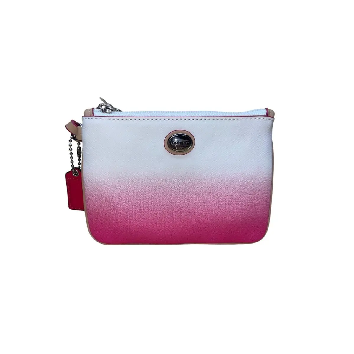 Coach Women’s Pink White Ombré Leather with Key Lace Detail Wristlet Clutch