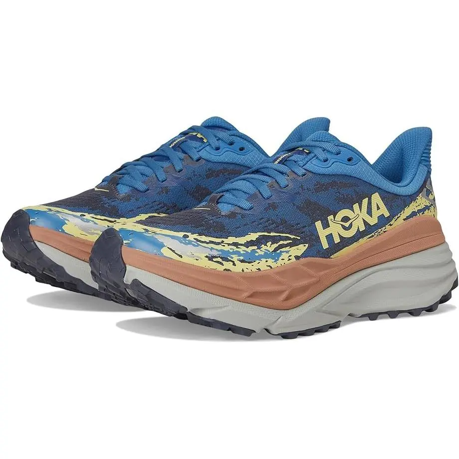 Hoka Stinson 7 Trail Running Lace-up Sneakers Foggy Night Blue Mesh Men Size 10 - Foggy Night / Cardamom