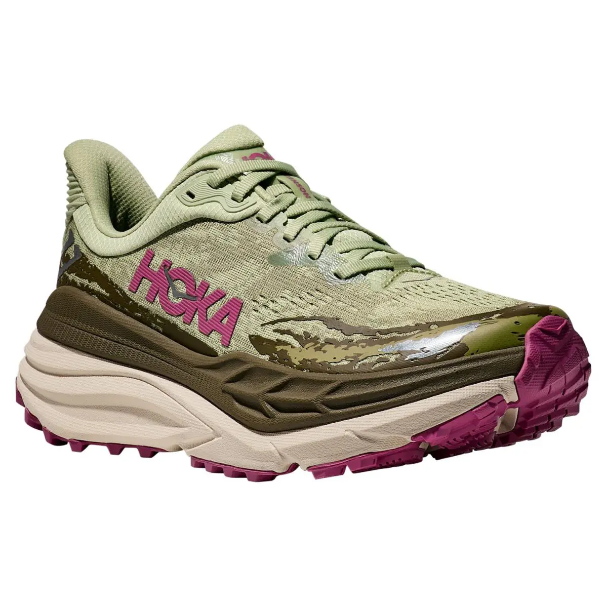 Hoka One One Women`s Speedgoat 6 Trail Running Size 9.5 Sherbert/ Beet Root - Green