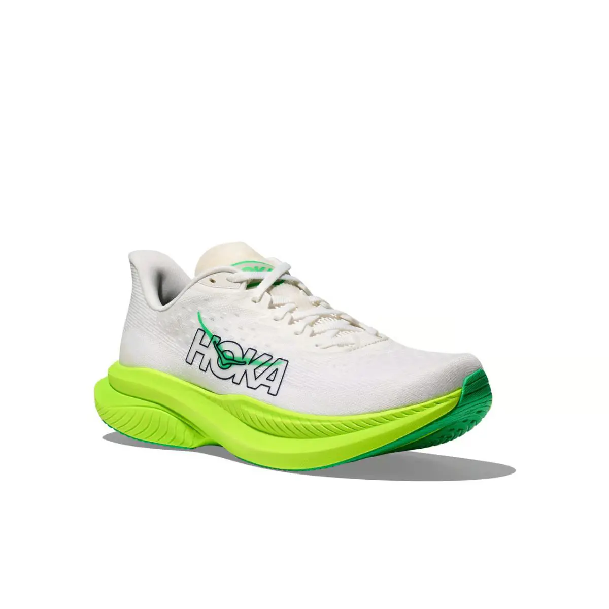 Men`s Hoka Mach 6 Road Running Shoes White / Neon Lime Sz 12 1147790 Wnl - White