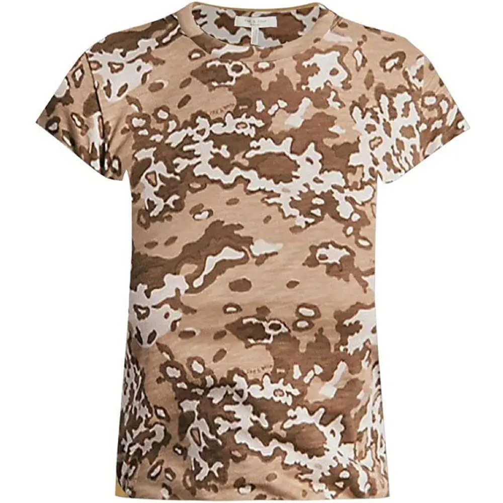 Rag Bone Women`s Camo Baby Tee Beige Multi T-shirt