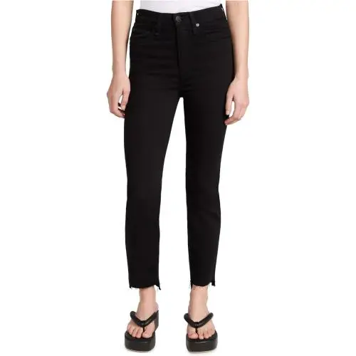 Rag Bone Women`s Wren Slim Fit Cropped Jeans Black