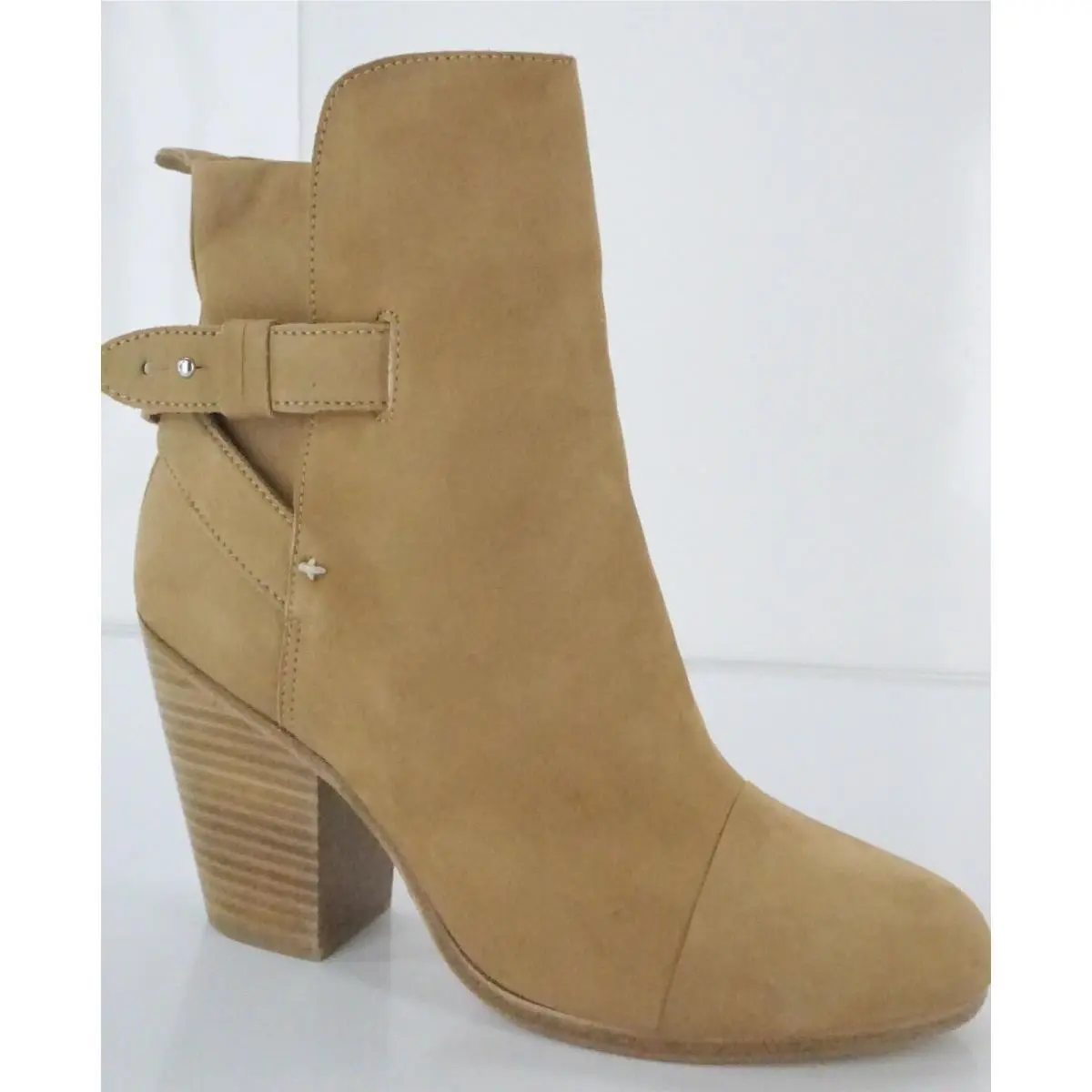 Rag Bone Kinsey Brown Suede Block Heels Ankle Boots Size 38 by Rag & Bone