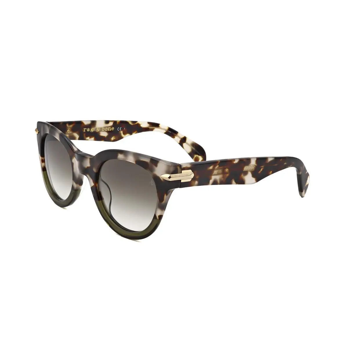 Rag Bone Women`s 50mm Dark Grey Black Grey Spotted Sunglasses RNB1015-S-ACI-50 - Frame: Grey, Lens: Green, Other Frame: Dark Grey Black Grey Spotted