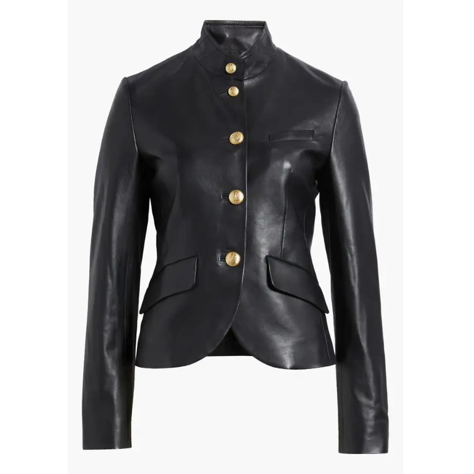 Rag Bone Sadie Crop Leather Blazer Black Women Size-10 NWT$998