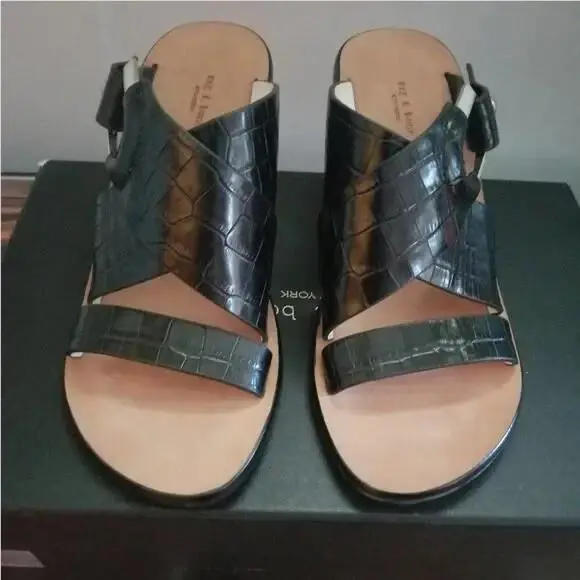 Rag Bone August Croc-embossed Leather Block-heel Mules 6.5