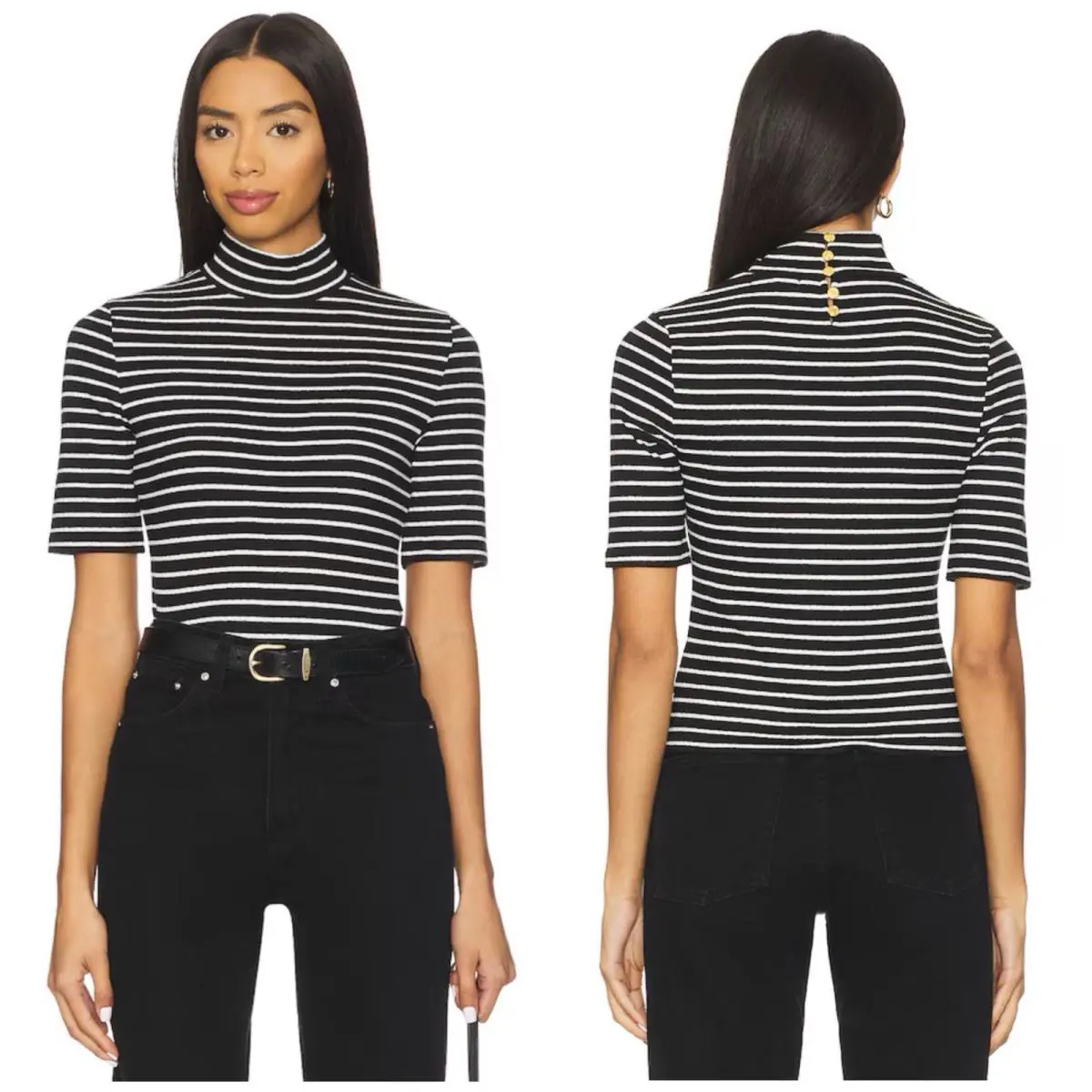 Rag Bone The Knit Stripe Rib Turtleneck Tee Size: Large
