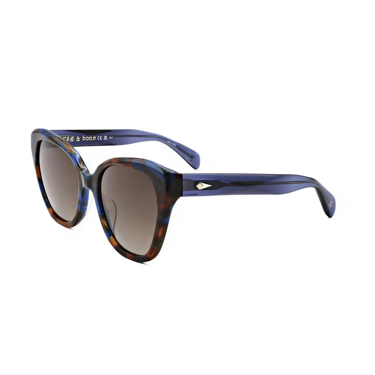 Rag Bone Women`s 54 mm Brown Blue Havana Sunglasses RNB1083-S-X8Q-54