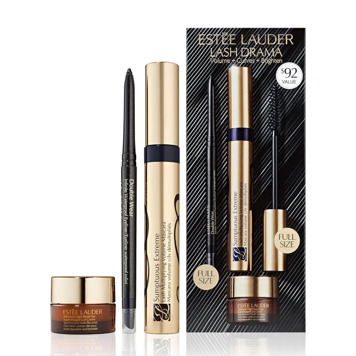Estee Lauder Lash Drama 3-Pc Gift Set Full Size Mascara Eyeliner Eye Cream