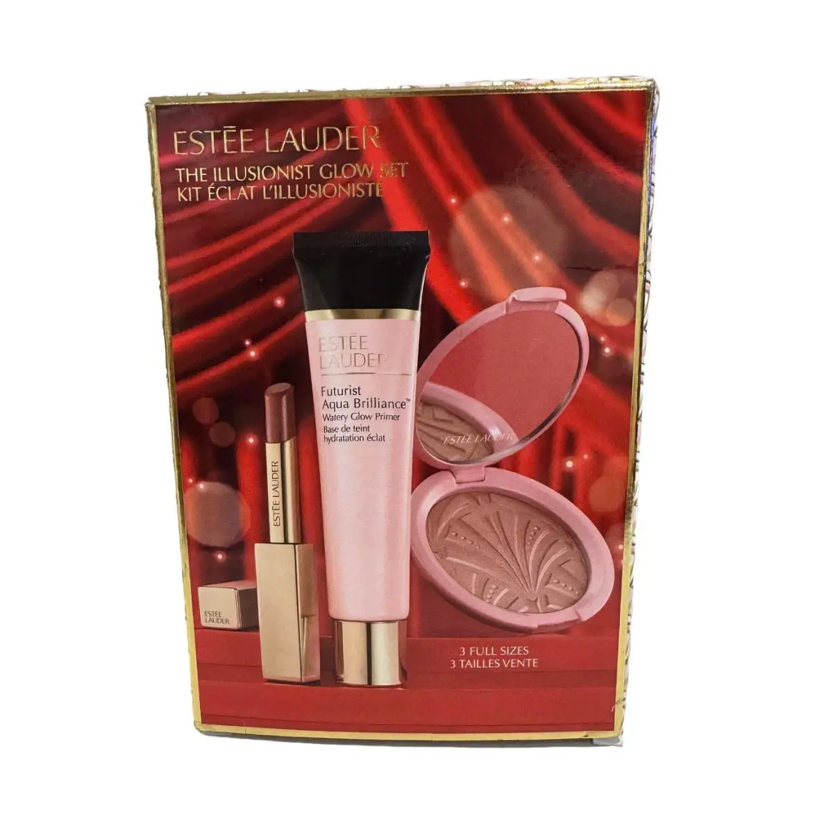 Estee Lauder The Illusionist Glow 3pc Gift Set Lipstick Highlighter