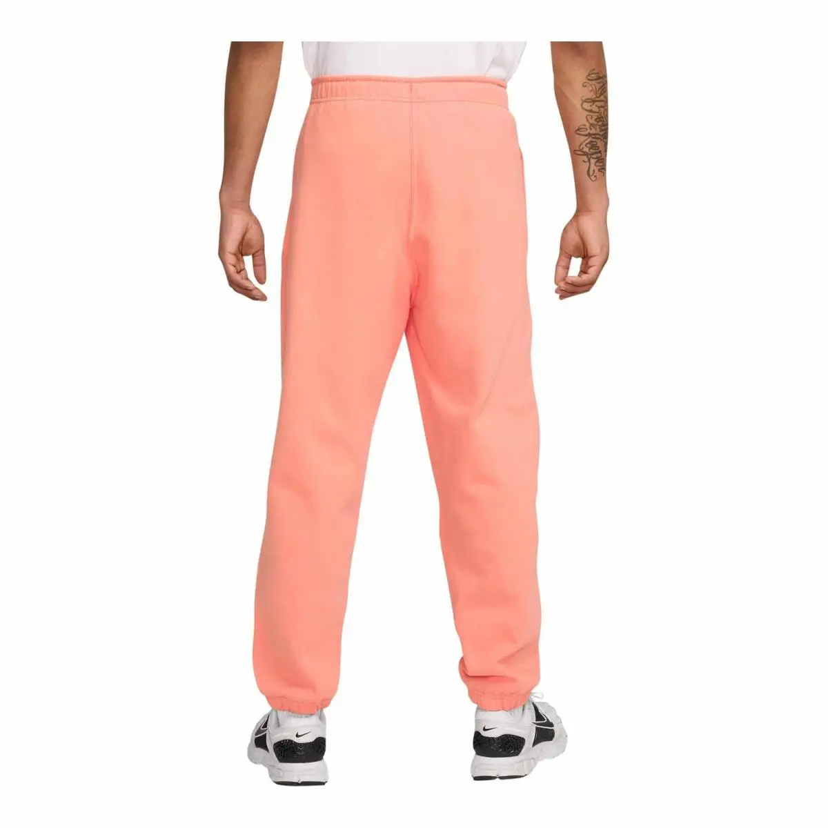 Mens Nike Solo Swoosh Fleece Pants_apricot Agate/white DX1364-844 - WHITE