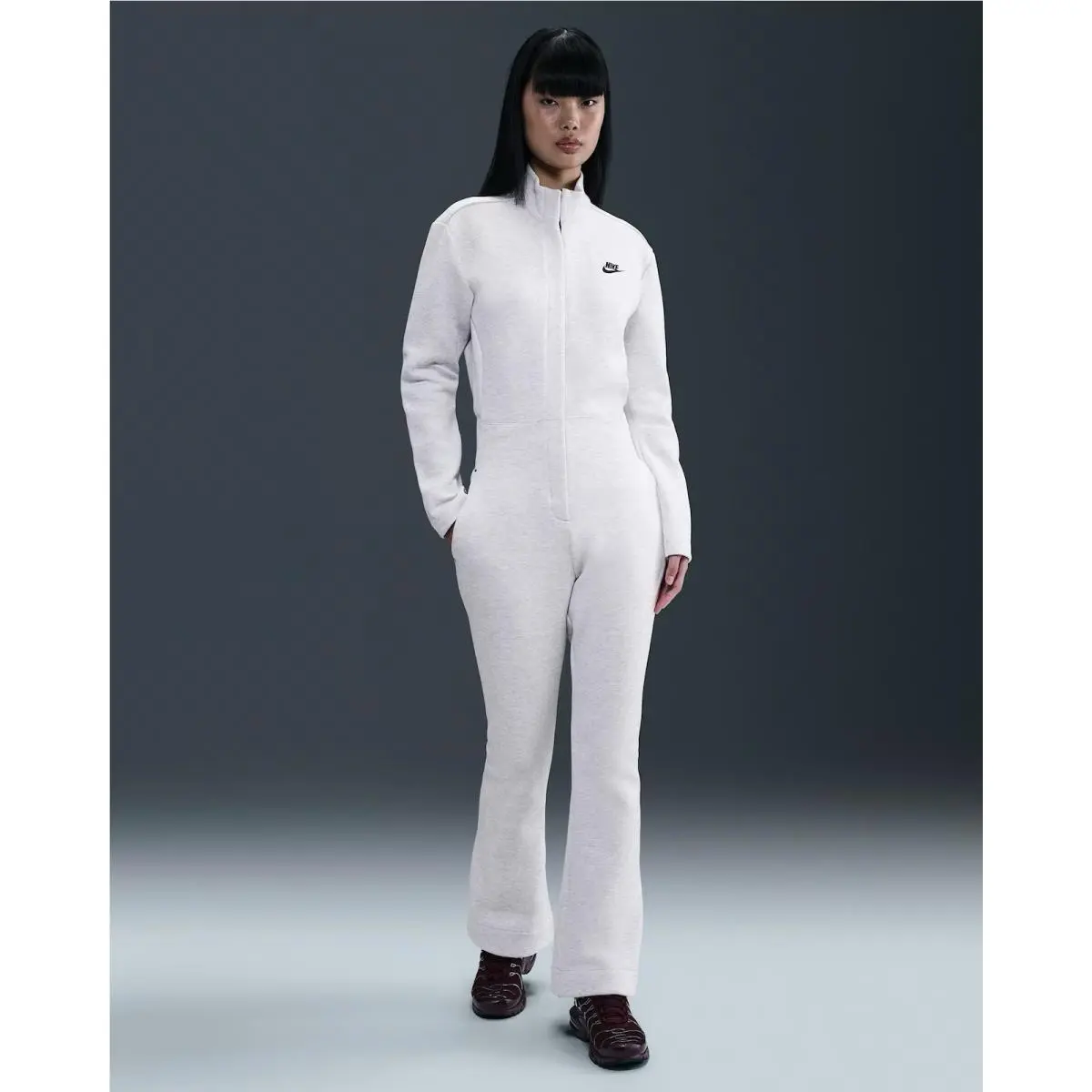 Nike Sportswear Tech Fleece White Gray Jumpsuit HV4095-013 Women Size M