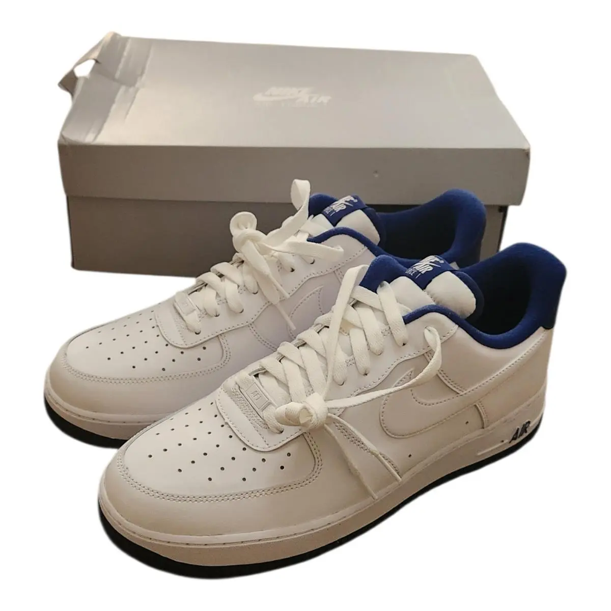 Nike Air Force 1 07 1 White Deep Royal Blue CD0884-102 Mens 10.5 Sneaker