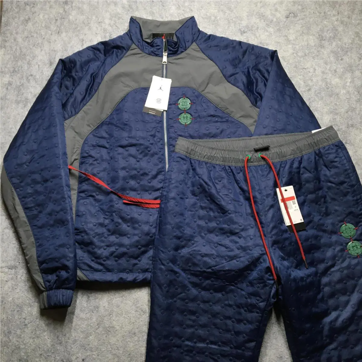 Jordan Tracksuit Mens Large Blue Gray Clot Quilted Insulated 2 Piece Set Nike