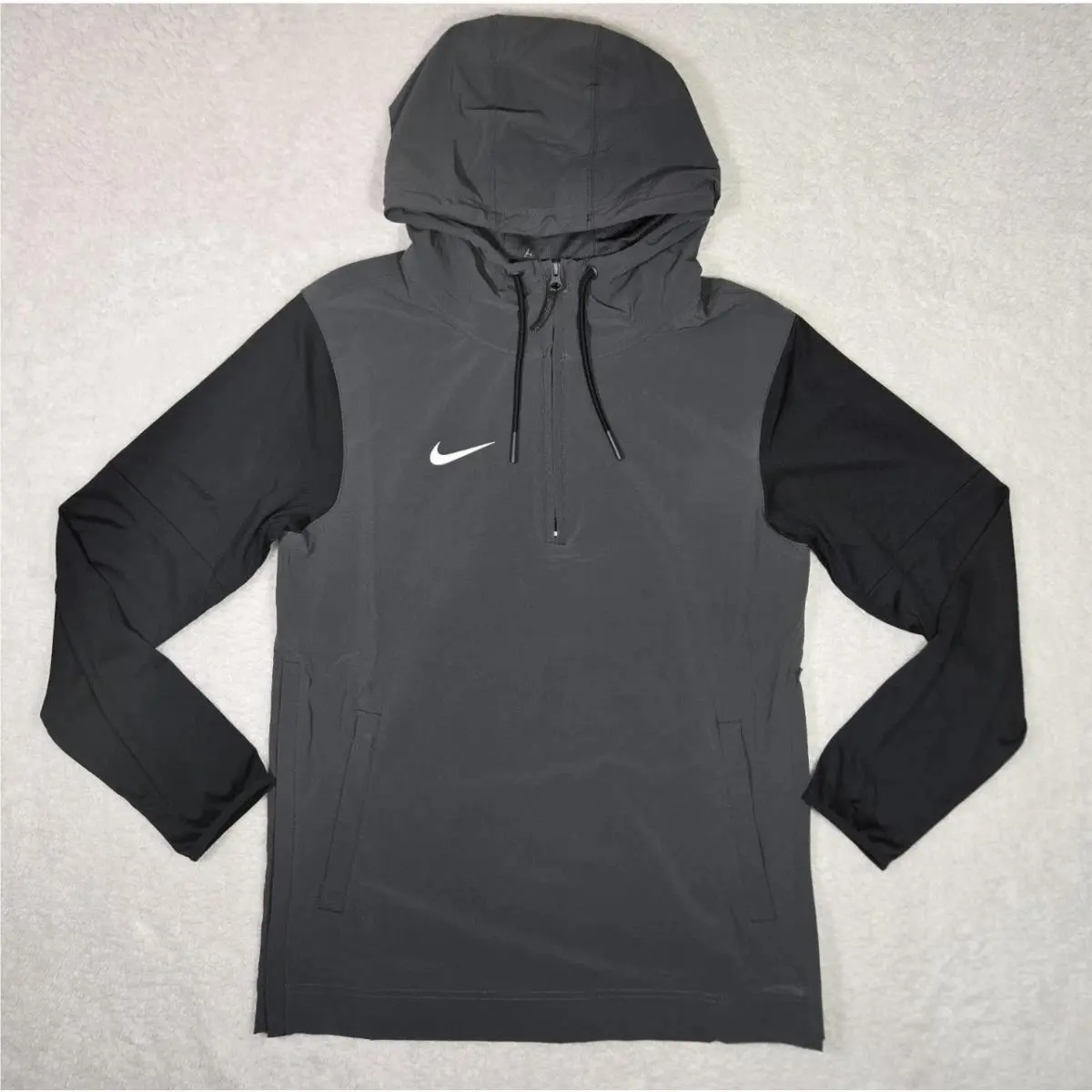 Nike Hoodie Men`s Sz S Gray Black Quarter Zip Pullover Training FJ9536-060