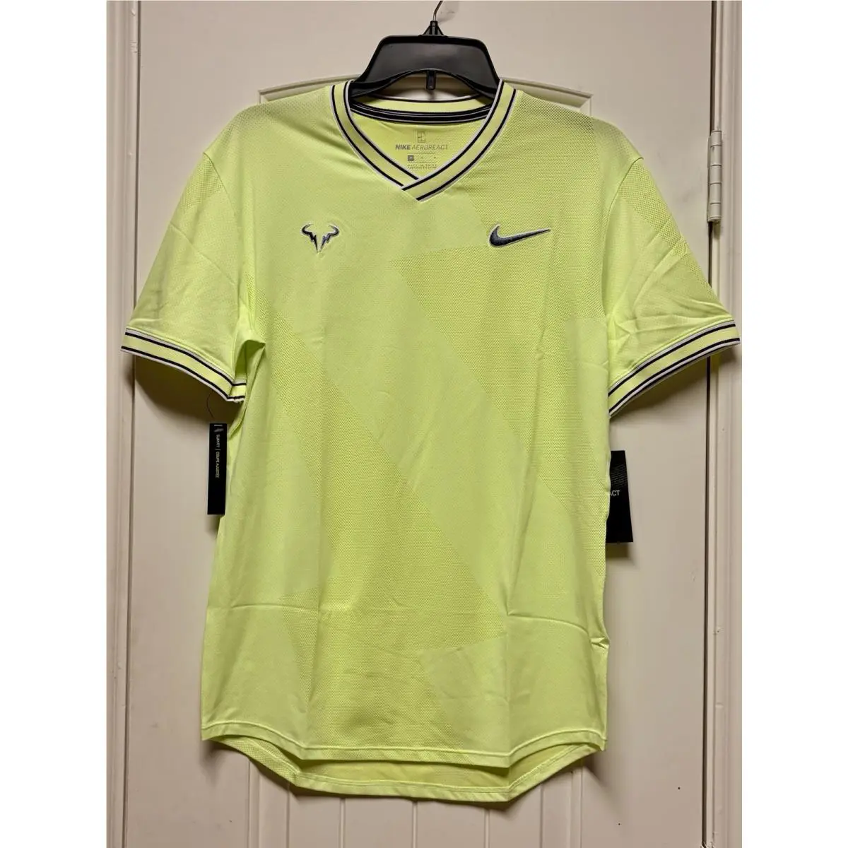 Nike Rafa Nadal French Open 2019 Aeroreact Yellow Shirt Tennis Medium M Htf