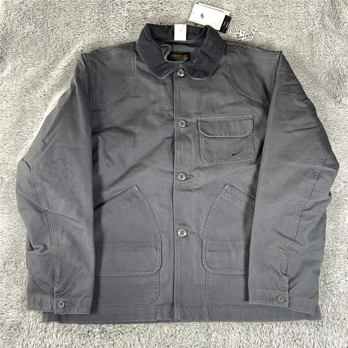 Nike Life Flannel-lined Barn Coat Jacket Size Large Men Anthracite FZ0132-060