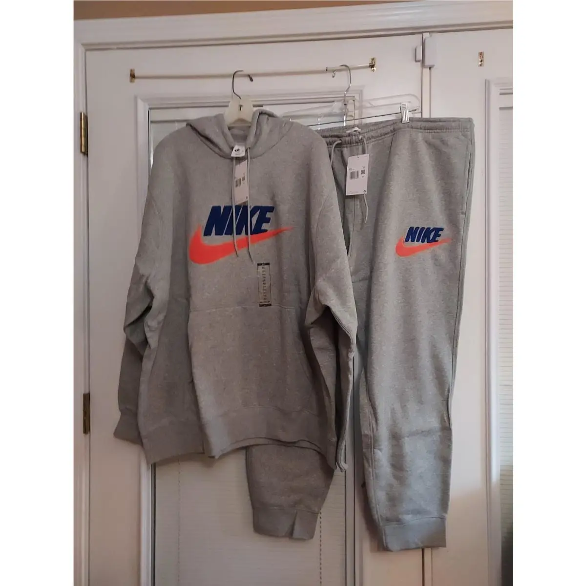 Nike Size 3X Grey Orange Sportswear 2 Piece Sweatsuit