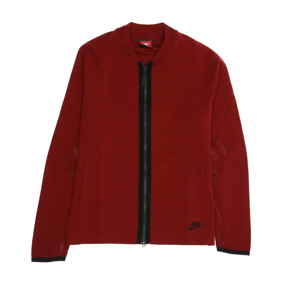 Nike Mens Bomber Jacket M Team Red Black Solid Cotton Nylon Full-zip Sportswear - Red