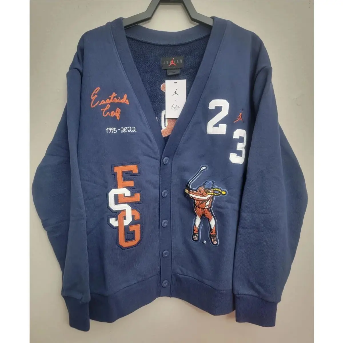 Nike Air Jordan x Eastside Golf Cardigan Sweater Men Size Large DV5430 410 L